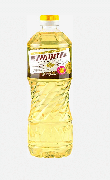 Масло подсолнечное оптом рафинированное торговой марки Краснодарское отборное в ПЭТ бутылке фасовка 1 литр